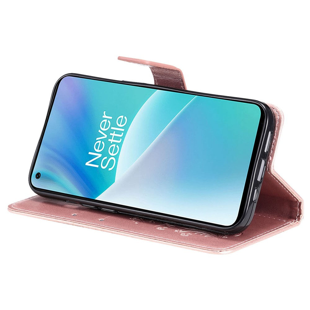 For OnePlus Nord 2T 5G Case Solid Color Leather Mobile Cover Wallet Stand with Strap