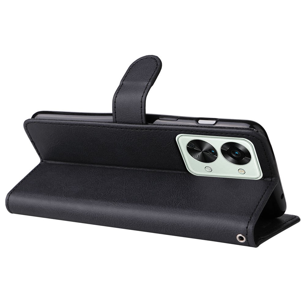 For OnePlus Nord 2T 5G Case Solid Color Leather Mobile Cover Wallet Stand with Strap