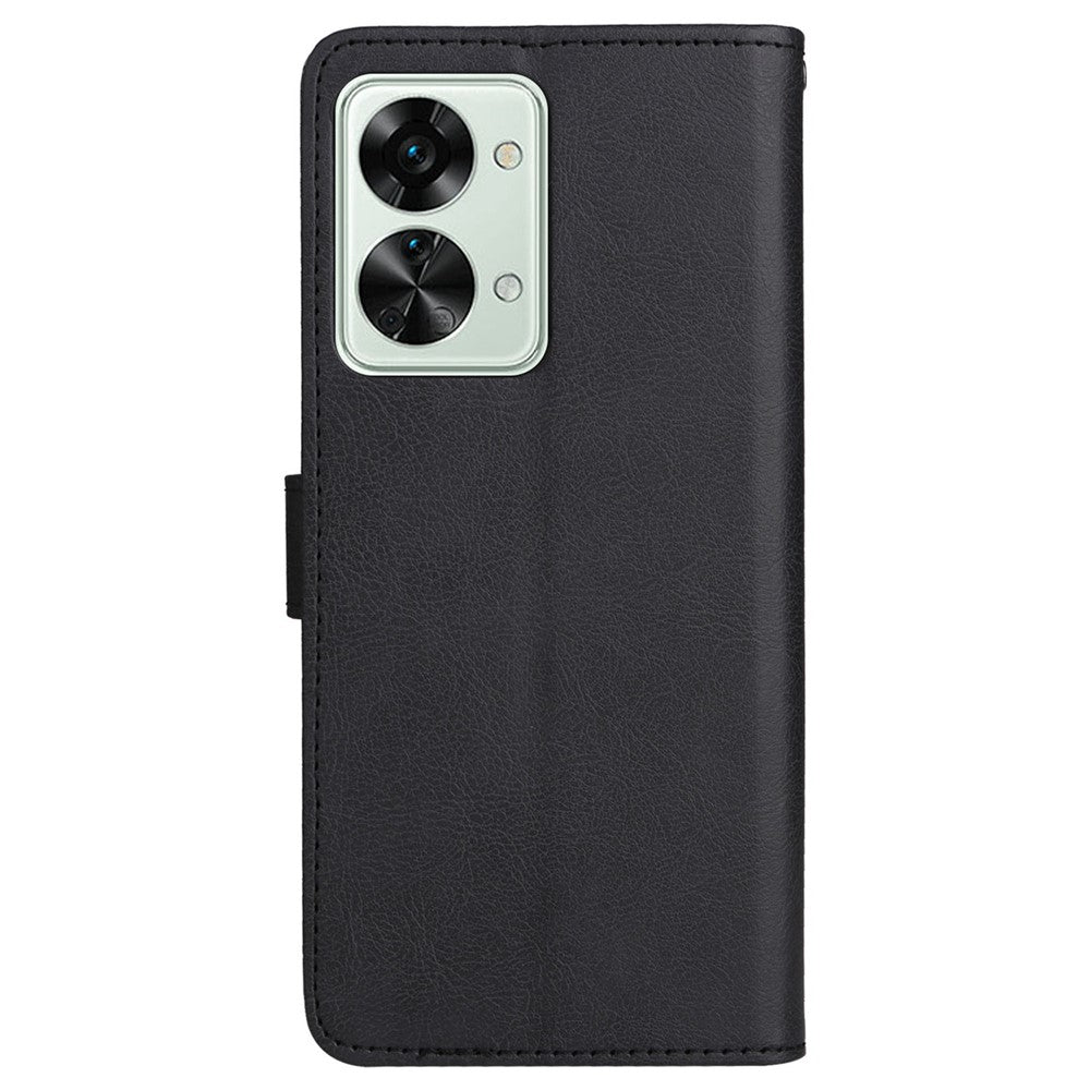 For OnePlus Nord 2T 5G Case Solid Color Leather Mobile Cover Wallet Stand with Strap