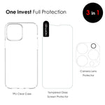 NORTHJO For iPhone 12 Pro 6.1 inch Tempered Glass Screen Protector Back Camera Lens Cover Soft TPU Phone Case