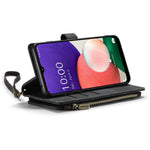 Samsung Galaxy A22 5G (EU) mobilskal med Rem CASEME C30 Dragkedja Flera Korthållare PU Läderfodral