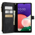 Samsung Galaxy A22 5G (EU) mobilskal med Rem CASEME C30 Dragkedja Flera Korthållare PU Läderfodral