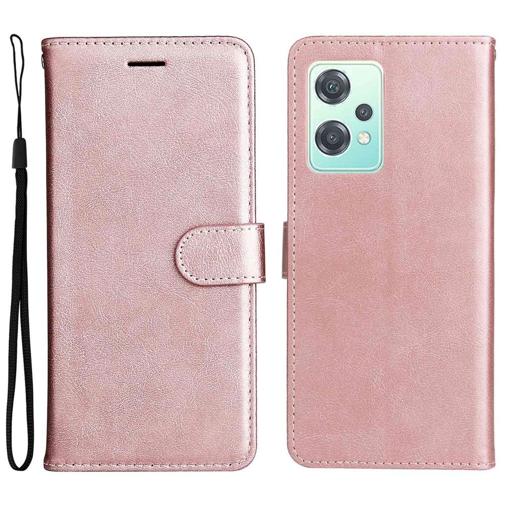 For OnePlus Nord CE 2 Lite 5G Case Solid Color Leather Mobile Cover Wallet Stand with Strap