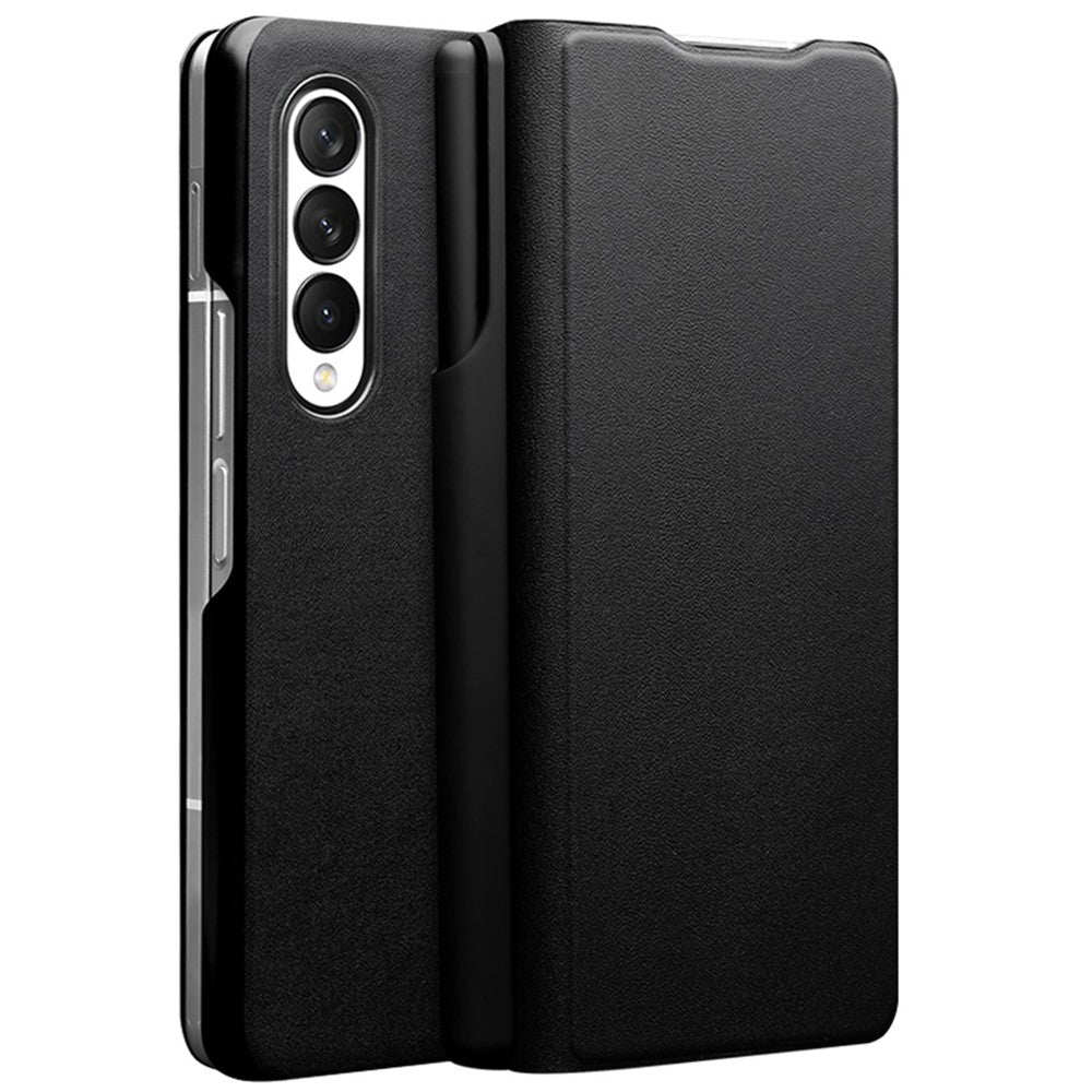 QIALINO För Samsung Galaxy Z Fold3 5G Nappatextur Äkta Läder Anti-fall mobilskal Folio Flip Skyddande Fodral med Pennhållare