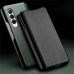 QIALINO För Samsung Galaxy Z Fold3 5G Nappatextur Äkta Läder Anti-fall mobilskal Folio Flip Skyddande Fodral med Pennhållare