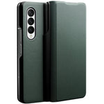 QIALINO För Samsung Galaxy Z Fold3 5G Nappatextur Äkta Läder Anti-fall mobilskal Folio Flip Skyddande Fodral med Pennhållare