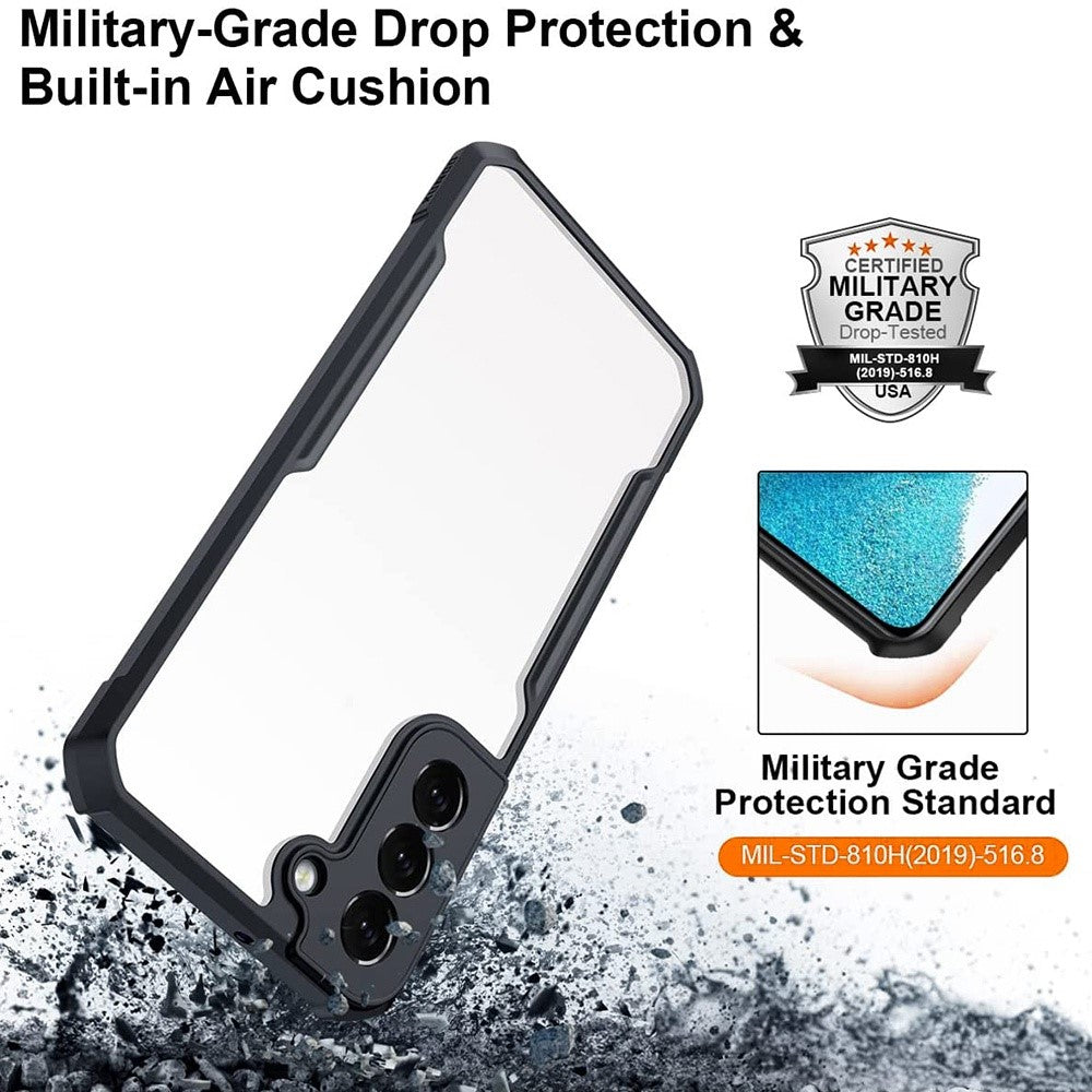 XUNDD for Samsung Galaxy S22+ 5G Lens Protection Corner Anti-fall Phone Case Acrylic Back + TPU Bumper Frame Protective Phone Shell