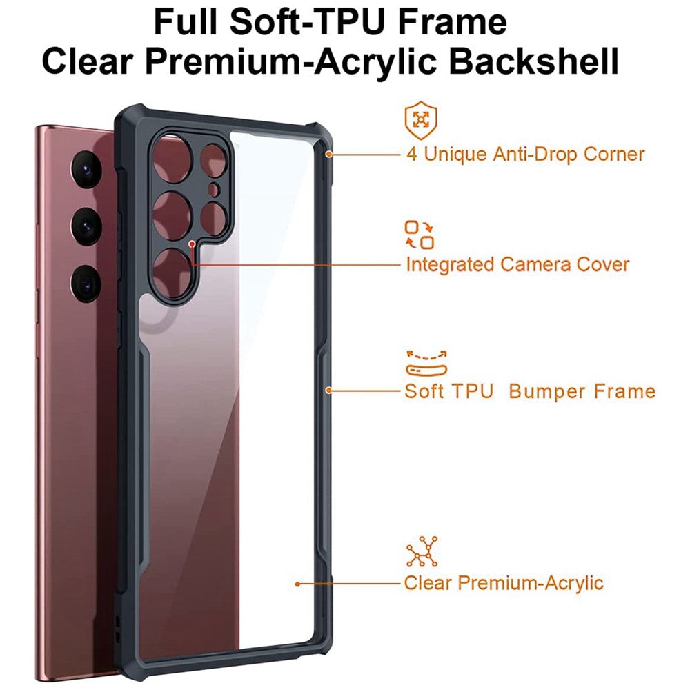 XUNDD för Samsung Galaxy S21 Ultra 5G Airbag Anti-fall Mobilskal Akrylbaksida + TPU Stötfångarram Exakta utskärningar Mobilskal