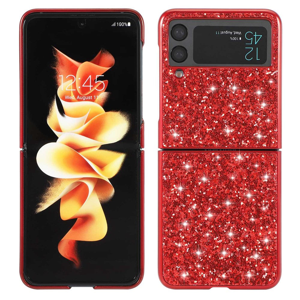 For Samsung Galaxy Z Flip4 5G Glitter Sparkling Case Electroplating TPU Frame Hard PC Back Anti-Slip Protective Cover
