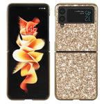 For Samsung Galaxy Z Flip4 5G Glitter Sparkling Case Electroplating TPU Frame Hard PC Back Anti-Slip Protective Cover