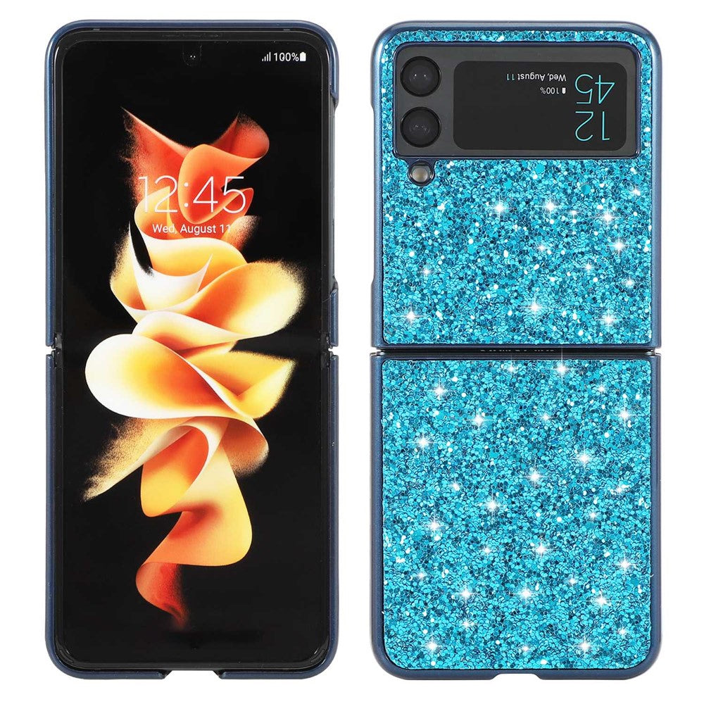 For Samsung Galaxy Z Flip4 5G Glitter Sparkling Case Electroplating TPU Frame Hard PC Back Anti-Slip Protective Cover