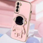 For Samsung Galaxy S22+ 5G Scratch-resistant TPU Electroplating Phone Case Astronaut Kickstand Shockproof Cover