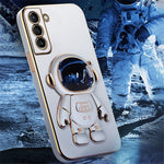 For Samsung Galaxy S22+ 5G Scratch-resistant TPU Electroplating Phone Case Astronaut Kickstand Shockproof Cover