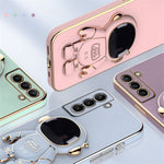 For Samsung Galaxy S22+ 5G Scratch-resistant TPU Electroplating Phone Case Astronaut Kickstand Shockproof Cover