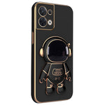 Astronaut Kickstand TPU Cover for Oppo Reno8 5G / Reno8 5G (Global Version), Electroplating Edge Shockproof Phone Case Protector