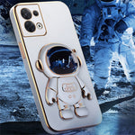 Astronaut Kickstand TPU Cover for Oppo Reno8 5G / Reno8 5G (Global Version), Electroplating Edge Shockproof Phone Case Protector
