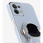 Astronaut Kickstand TPU Cover for Oppo Reno8 5G / Reno8 5G (Global Version), Electroplating Edge Shockproof Phone Case Protector