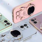 Astronaut Kickstand TPU Cover for Oppo Reno8 5G / Reno8 5G (Global Version), Electroplating Edge Shockproof Phone Case Protector