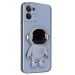 Astronaut Kickstand TPU Cover for Oppo Reno8 5G / Reno8 5G (Global Version), Electroplating Edge Shockproof Phone Case Protector