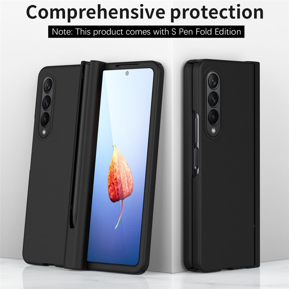 For Samsung Galaxy Z Fold4 5G Hard PC Hinge Design Phone Case Drop-proof Cover with Tempered Glass Screen Protector + Stylus Pen