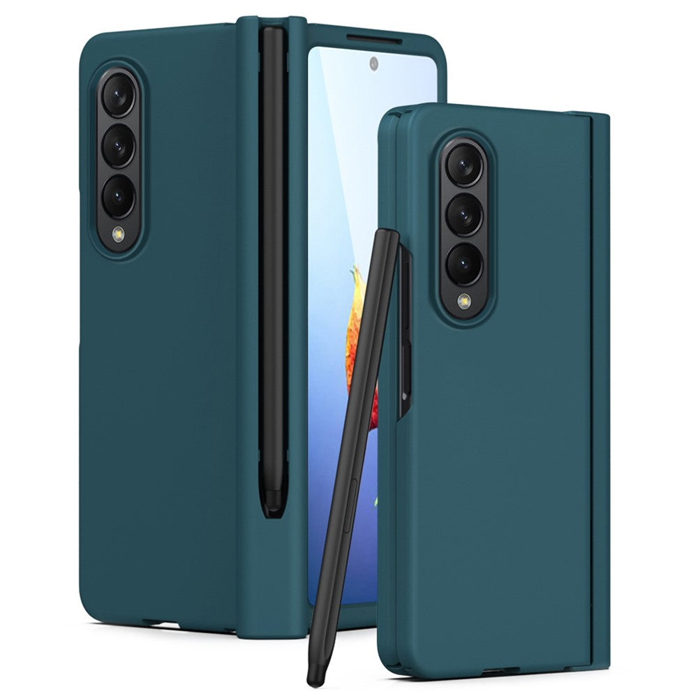 For Samsung Galaxy Z Fold4 5G Hard PC Hinge Design Phone Case Drop-proof Cover with Tempered Glass Screen Protector + Stylus Pen