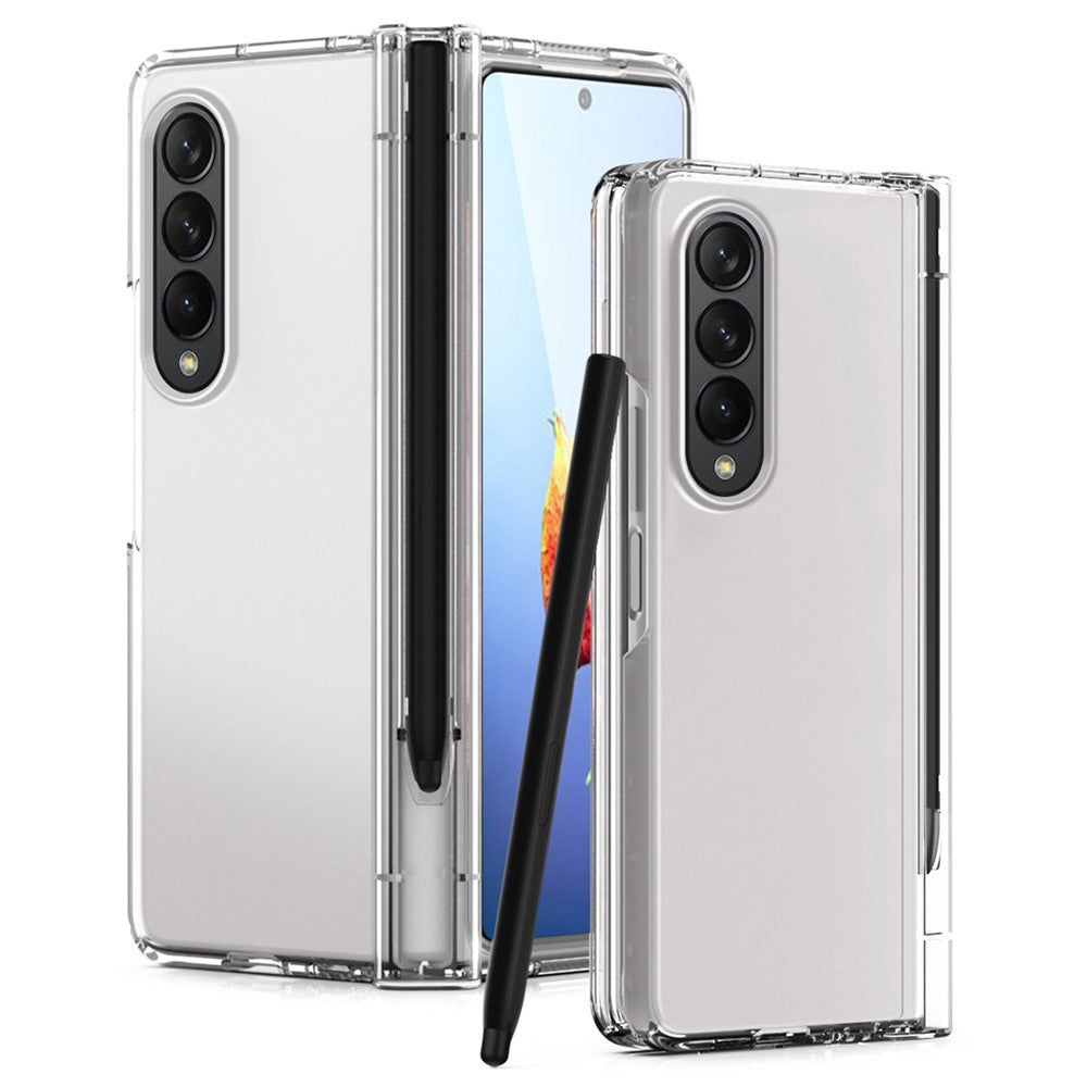 For Samsung Galaxy Z Fold4 5G Hard PC Hinge Design Phone Case Drop-proof Cover with Tempered Glass Screen Protector + Stylus Pen