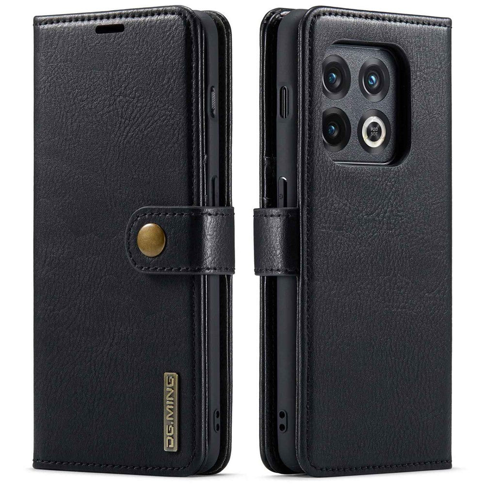 DG.MING Splitläderfodral till OnePlus 10 Pro 5G, stötsäkert avtagbart mobilmobilfodral med plånboksställ
