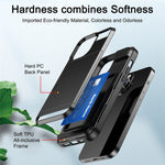 For iPhone 14 Pro 6.1 inch Anti-scratch Phone Case with Sliding Card Holder Smooth Surface PC + TPU Hybrid Phone Shell