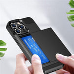 For iPhone 14 Pro 6.1 inch Anti-scratch Phone Case with Sliding Card Holder Smooth Surface PC + TPU Hybrid Phone Shell