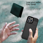 For iPhone 14 Pro 6.1 inch Anti-scratch Phone Case with Sliding Card Holder Smooth Surface PC + TPU Hybrid Phone Shell