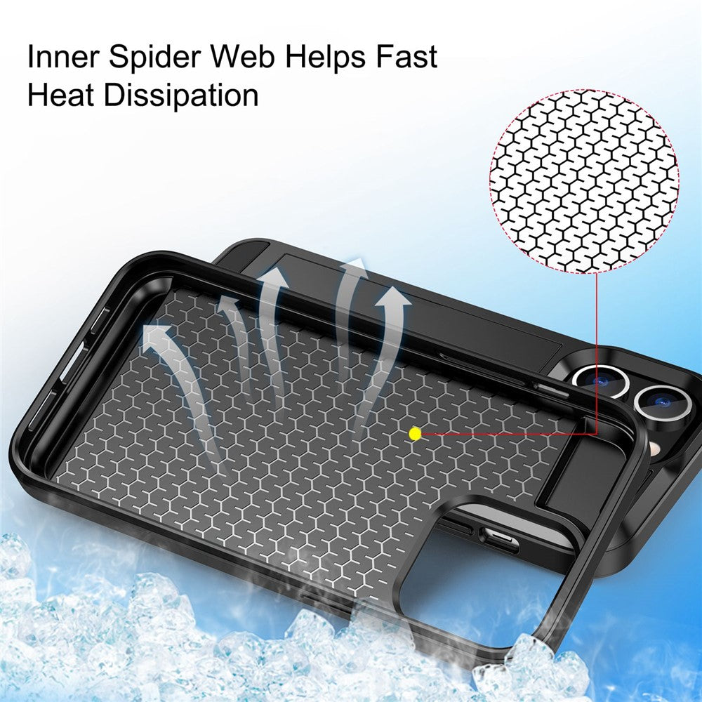 For iPhone 14 6.1 inch Drop-proof Phone Case PC + TPU Hybrid Shell with Sliding Cover Design Card Slot