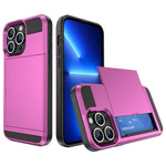 For iPhone 14 6.1 inch Drop-proof Phone Case PC + TPU Hybrid Shell with Sliding Cover Design Card Slot