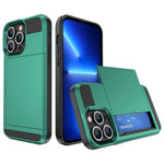 For iPhone 14 6.1 inch Drop-proof Phone Case PC + TPU Hybrid Shell with Sliding Cover Design Card Slot