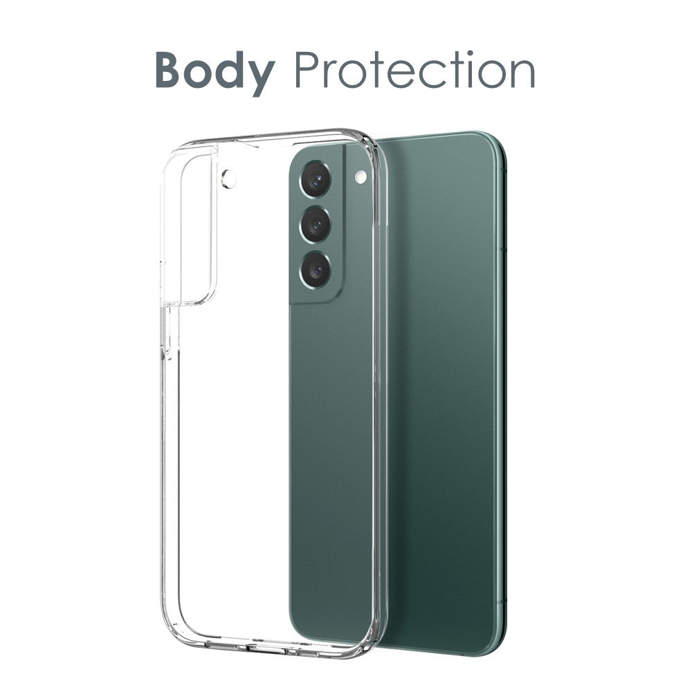 NORTHJO blødt TPU-etui til Samsung Galaxy S22 5G med ridsefast skærmbeskytter af hærdet glas og beskyttelse til bagkameraets linse