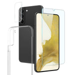 NORTHJO För Samsung Galaxy S22+ 5G Lätt, fallskyddande mjukt TPU-mobilskal med slitstarkt skärmskydd i härdat glas och bakre kameralinsskydd