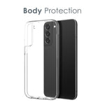 NORTHJO För Samsung Galaxy S22+ 5G Lätt, fallskyddande mjukt TPU-mobilskal med slitstarkt skärmskydd i härdat glas och bakre kameralinsskydd