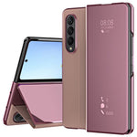 For Samsung Galaxy Z Fold4 5G PC Mirror Surface View Window Case Stand Auto-absorbed Magnetic Anti-fall Phone Cover