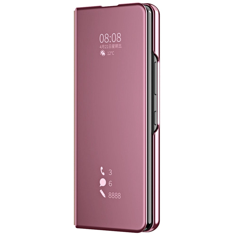 For Samsung Galaxy Z Fold4 5G PC Mirror Surface View Window Case Stand Auto-absorbed Magnetic Anti-fall Phone Cover