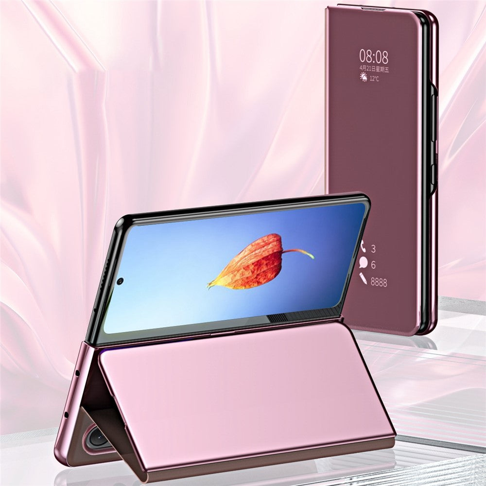 For Samsung Galaxy Z Fold4 5G PC Mirror Surface View Window Case Stand Auto-absorbed Magnetic Anti-fall Phone Cover