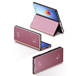 For Samsung Galaxy Z Fold4 5G PC Mirror Surface View Window Case Stand Auto-absorbed Magnetic Anti-fall Phone Cover