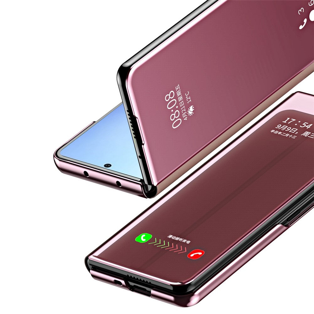 For Samsung Galaxy Z Fold4 5G PC Mirror Surface View Window Case Stand Auto-absorbed Magnetic Anti-fall Phone Cover