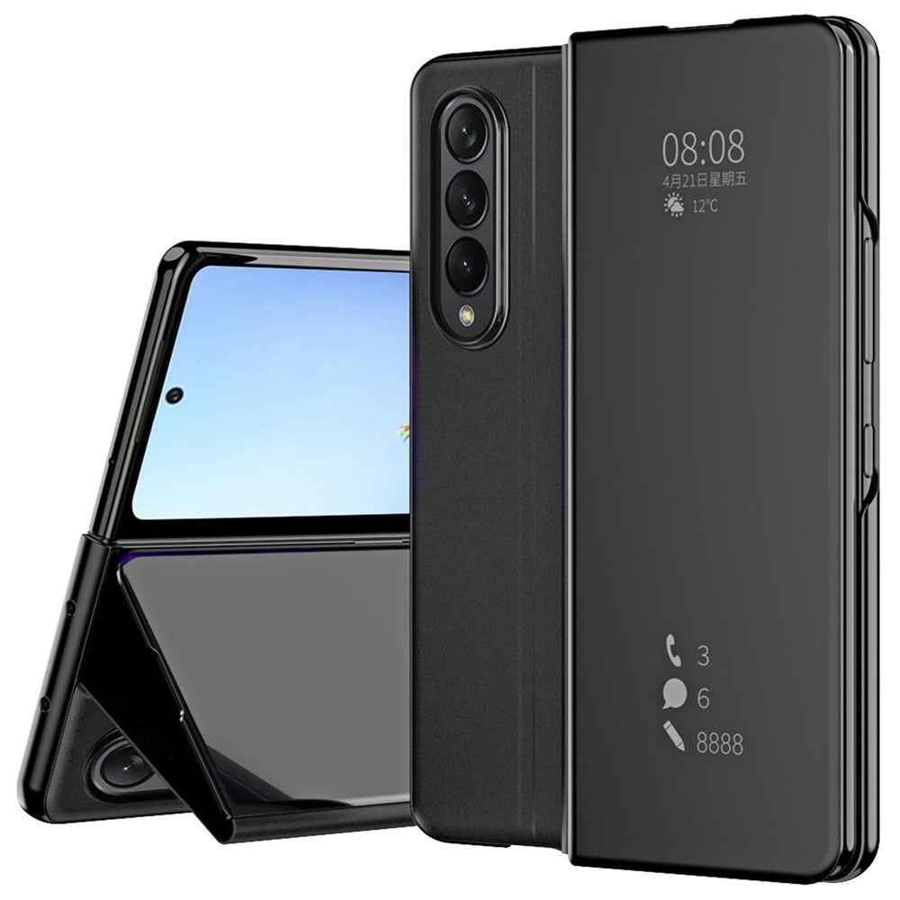 For Samsung Galaxy Z Fold4 5G PC Mirror Surface View Window Case Stand Auto-absorbed Magnetic Anti-fall Phone Cover