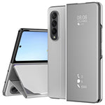 For Samsung Galaxy Z Fold4 5G PC Mirror Surface View Window Case Stand Auto-absorbed Magnetic Anti-fall Phone Cover