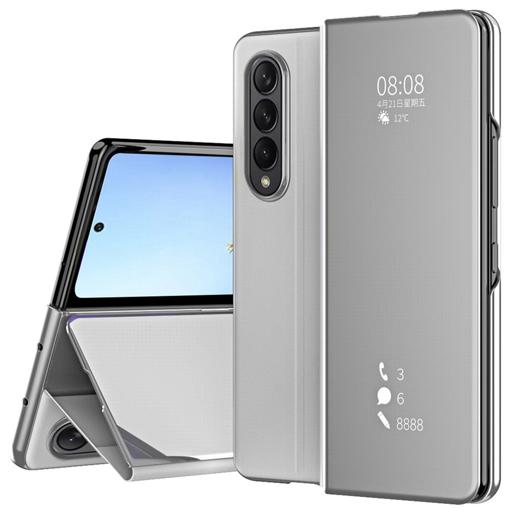 For Samsung Galaxy Z Fold4 5G PC Mirror Surface View Window Case Stand Auto-absorbed Magnetic Anti-fall Phone Cover