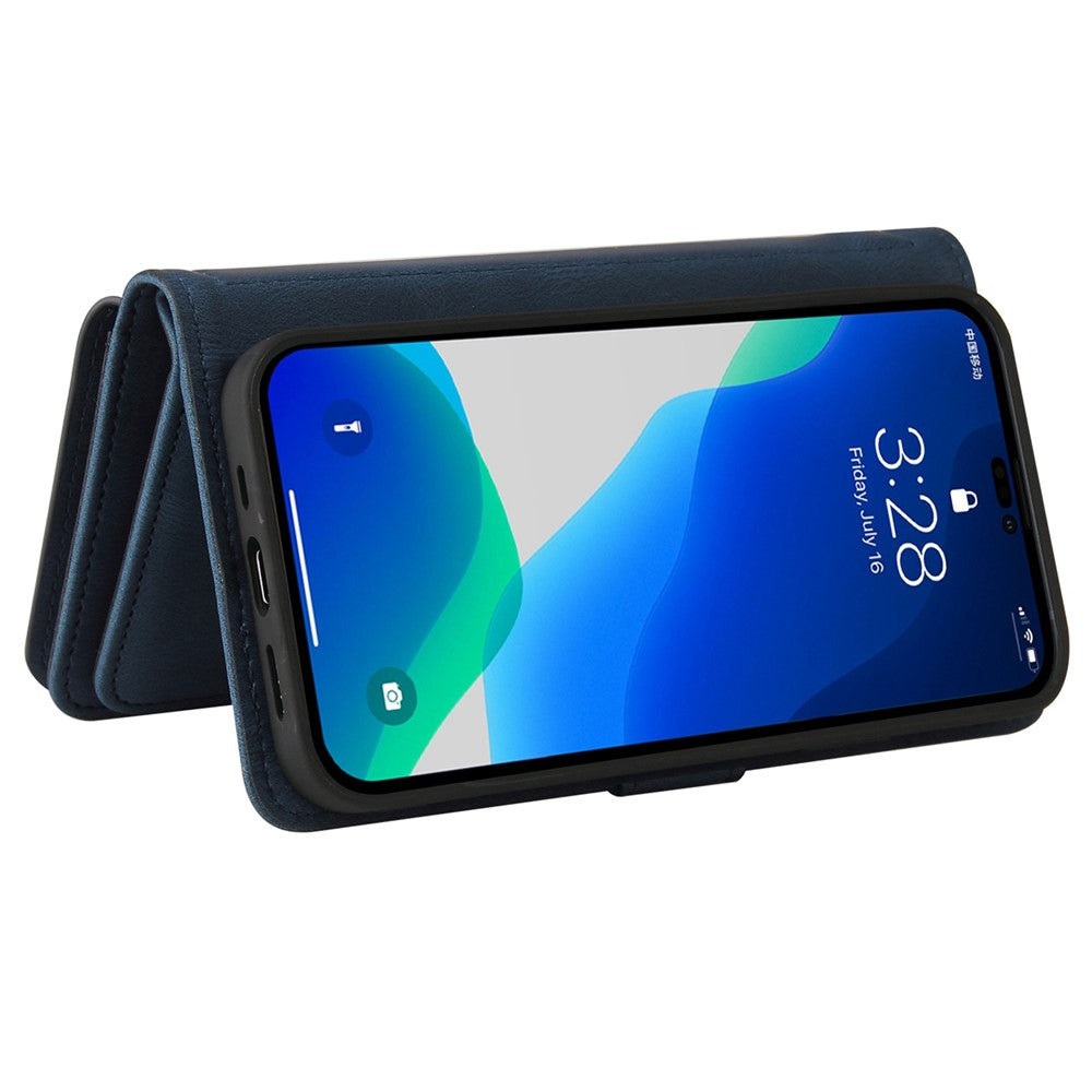 For iPhone 14 Pro Max Zipper Wallet Case with 15 Card Slots and Strap Leather Phone Cover