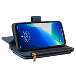 For iPhone 14 Pro Max Zipper Wallet Case with 15 Card Slots and Strap Leather Phone Cover