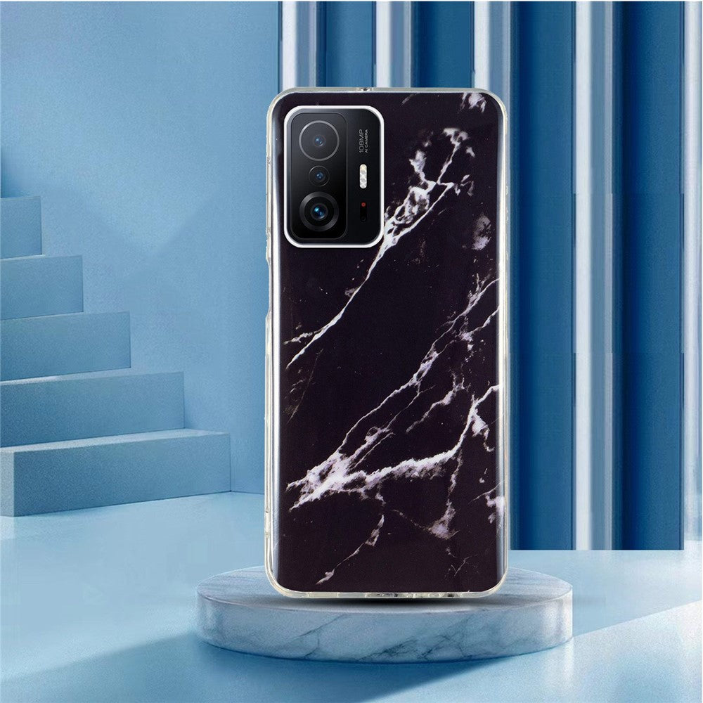 For Xiaomi 11T Pro 5G/11T 5G Smart Phone Soft TPU Protective Cover IMD Marble Pattern Drop-proof Case