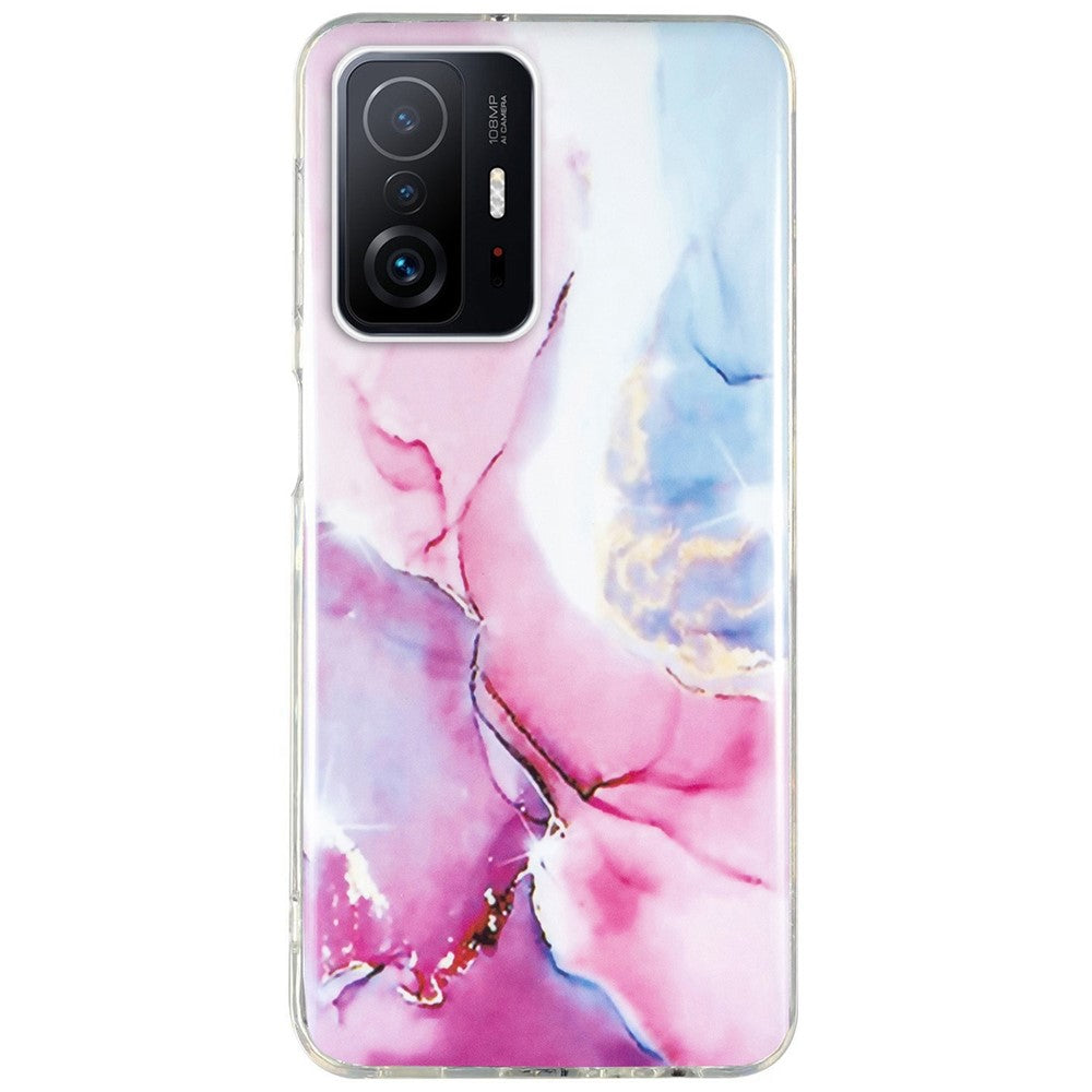For Xiaomi 11T Pro 5G/11T 5G Smart Phone Soft TPU Protective Cover IMD Marble Pattern Drop-proof Case
