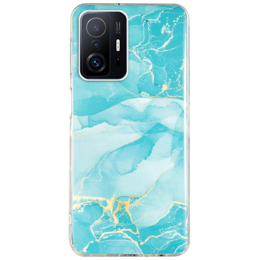 For Xiaomi 11T Pro 5G/11T 5G Smart Phone Soft TPU Protective Cover IMD Marble Pattern Drop-proof Case