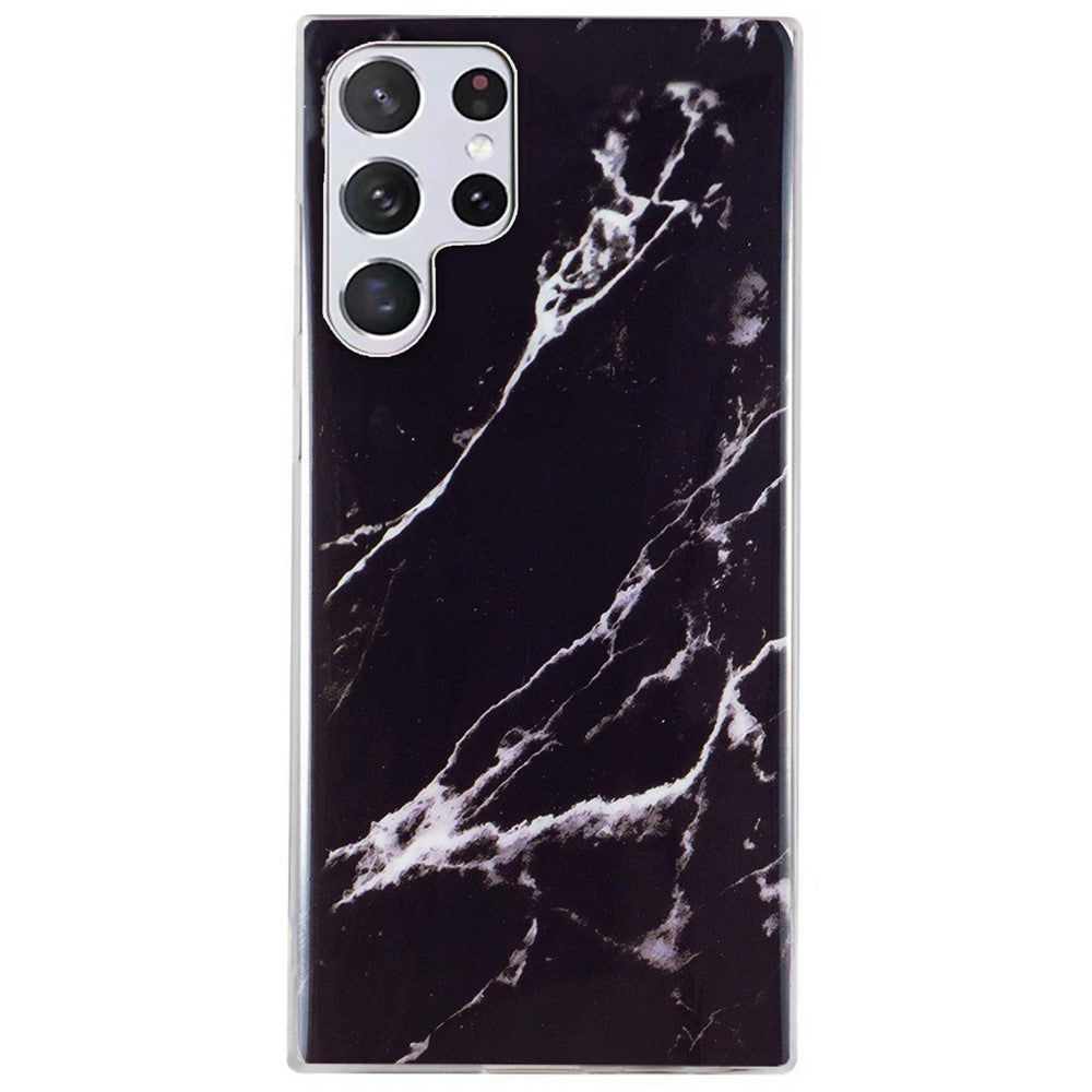 For Samsung Galaxy S22 Ultra 5G Phone Drop-proof Soft TPU Cover IMD Marble Pattern Anti-scratch Case
